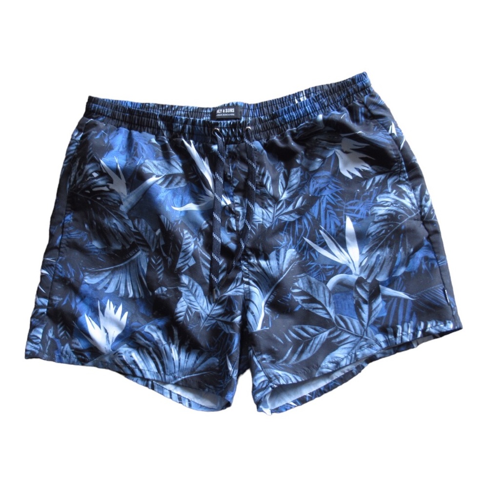 Only And Sons Swim Trunks Shorts Tropical Navy